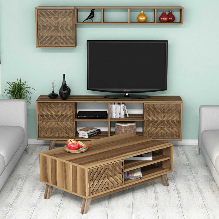 Hanah Home Inci - Conjunto de muebles de salón Nogal Hanah Home Inci - Conjunto de muebles de salón Nogal